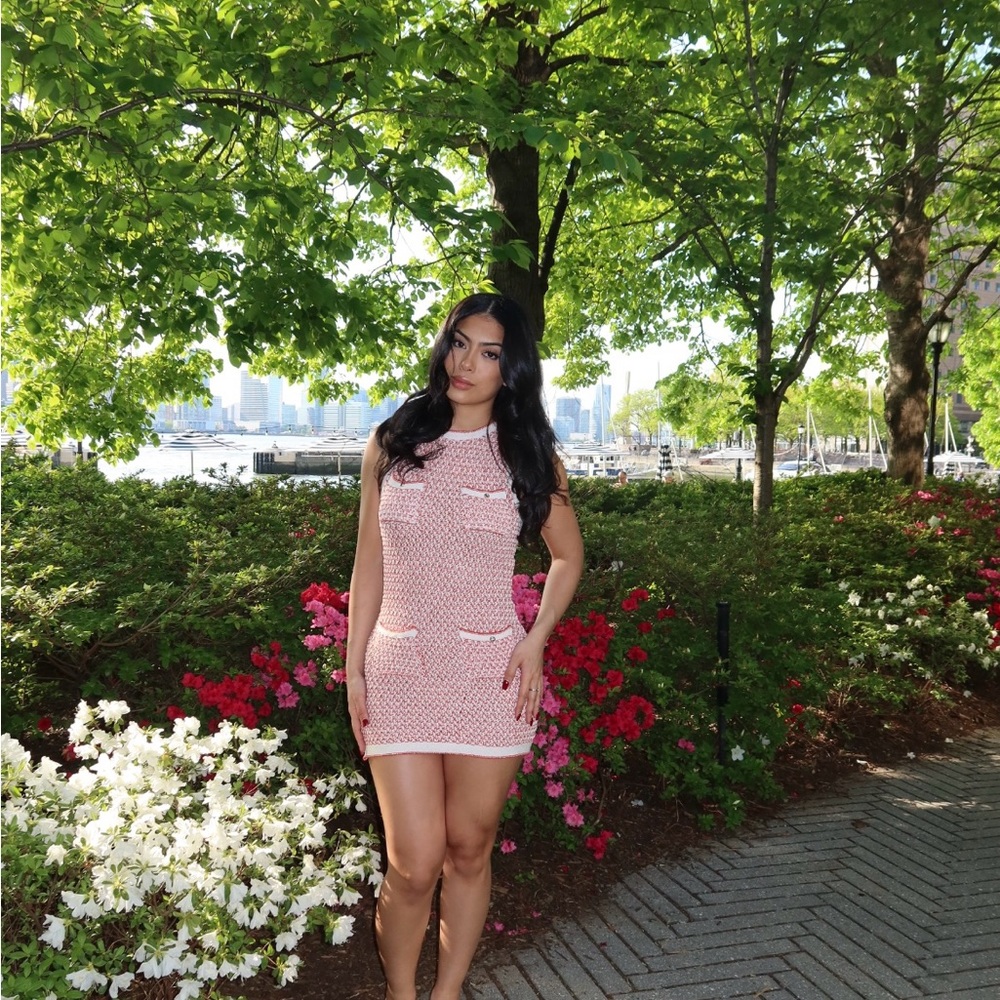 Chic Orange and White Sleeveless Dress